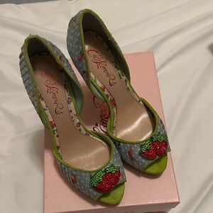 Cece L Amour Jules Green and blue  Strawberry Heels